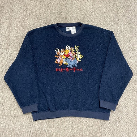 vintage Whinnie the pooh sweatshirt mens xl blue 2000 y2k disney - Picture 2 of 9